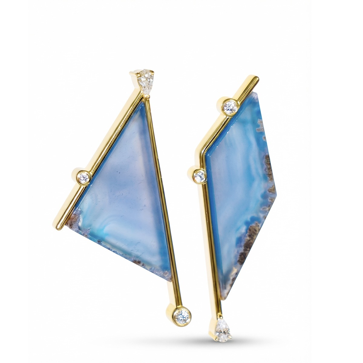 Blue Agate Geometry Earrings