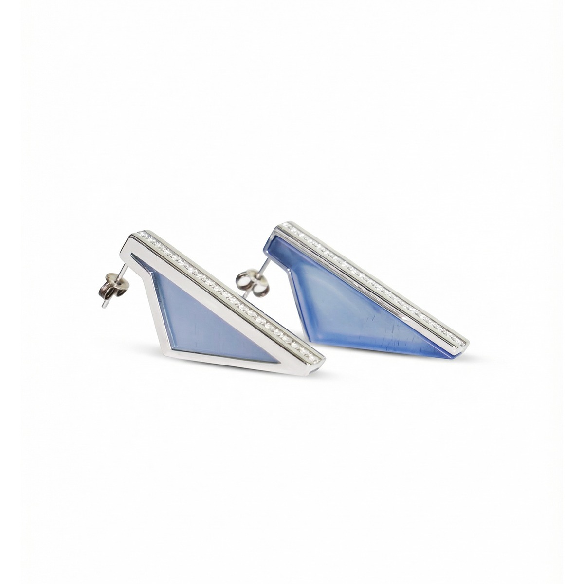 Blue Agate Edge Earrings