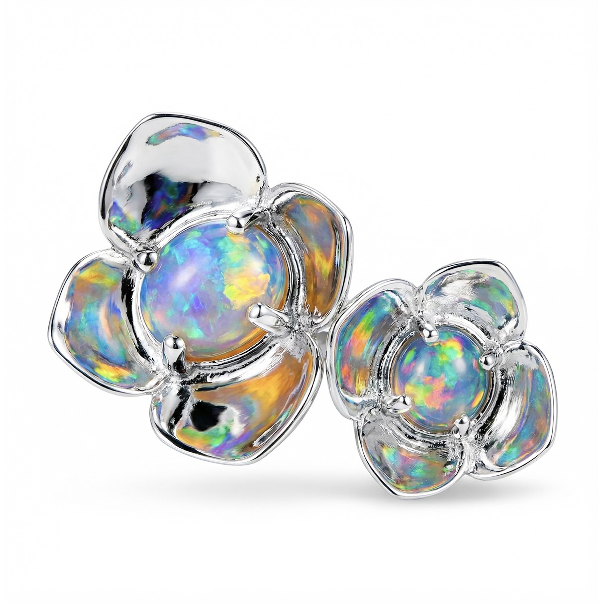 Twin Opal Blossom Ring