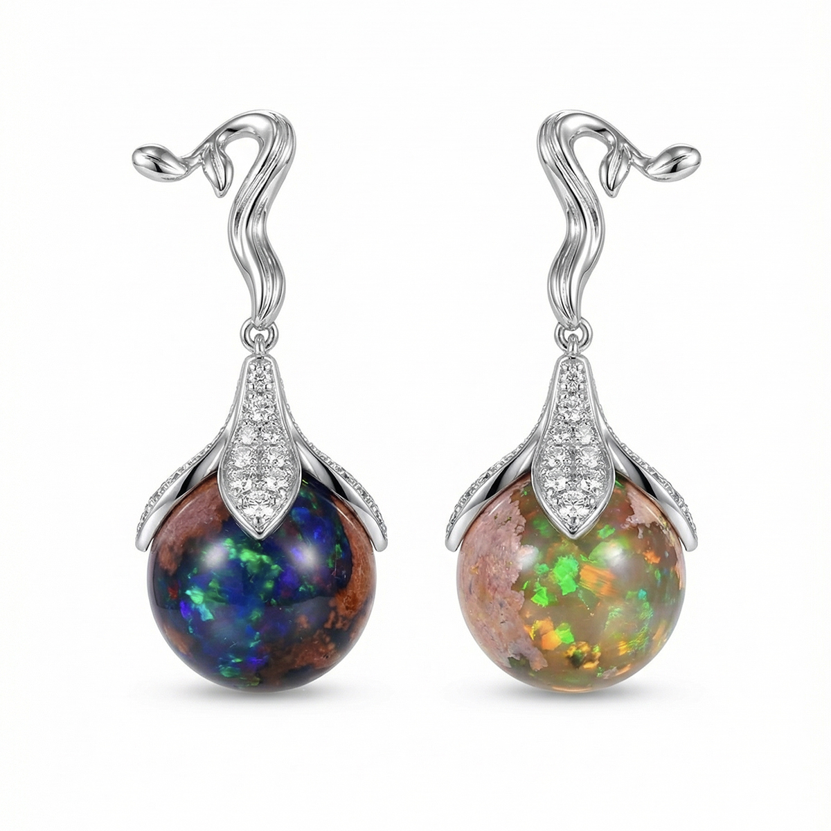 Custom Pinecone Opal Drop Earrings
