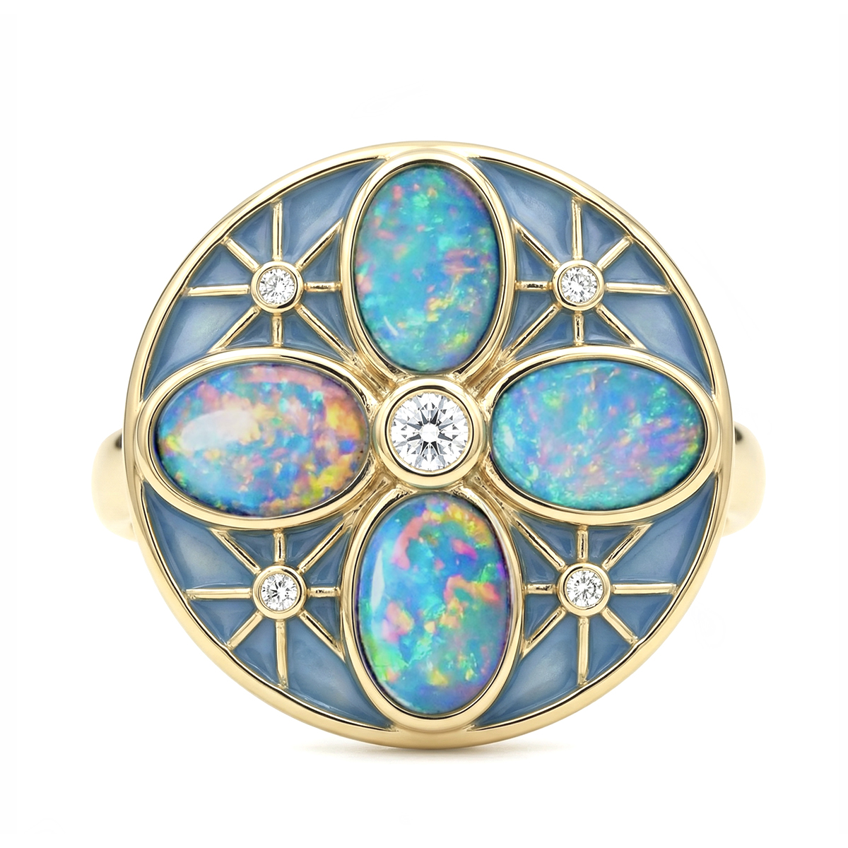Stained Glass Cathedral Opal Ring
