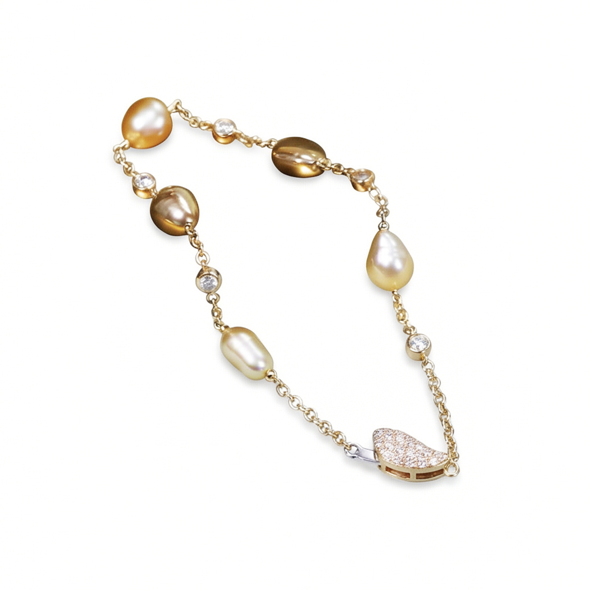 Golden Fluid Keshi Pearl Bracelet