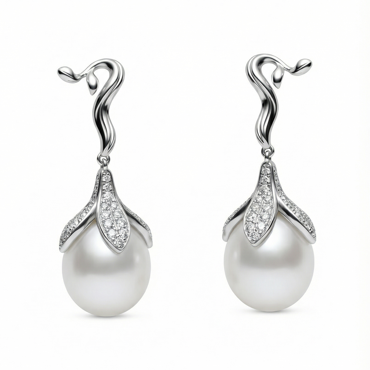 South Sea Pearl Pinecone Drop Earrings