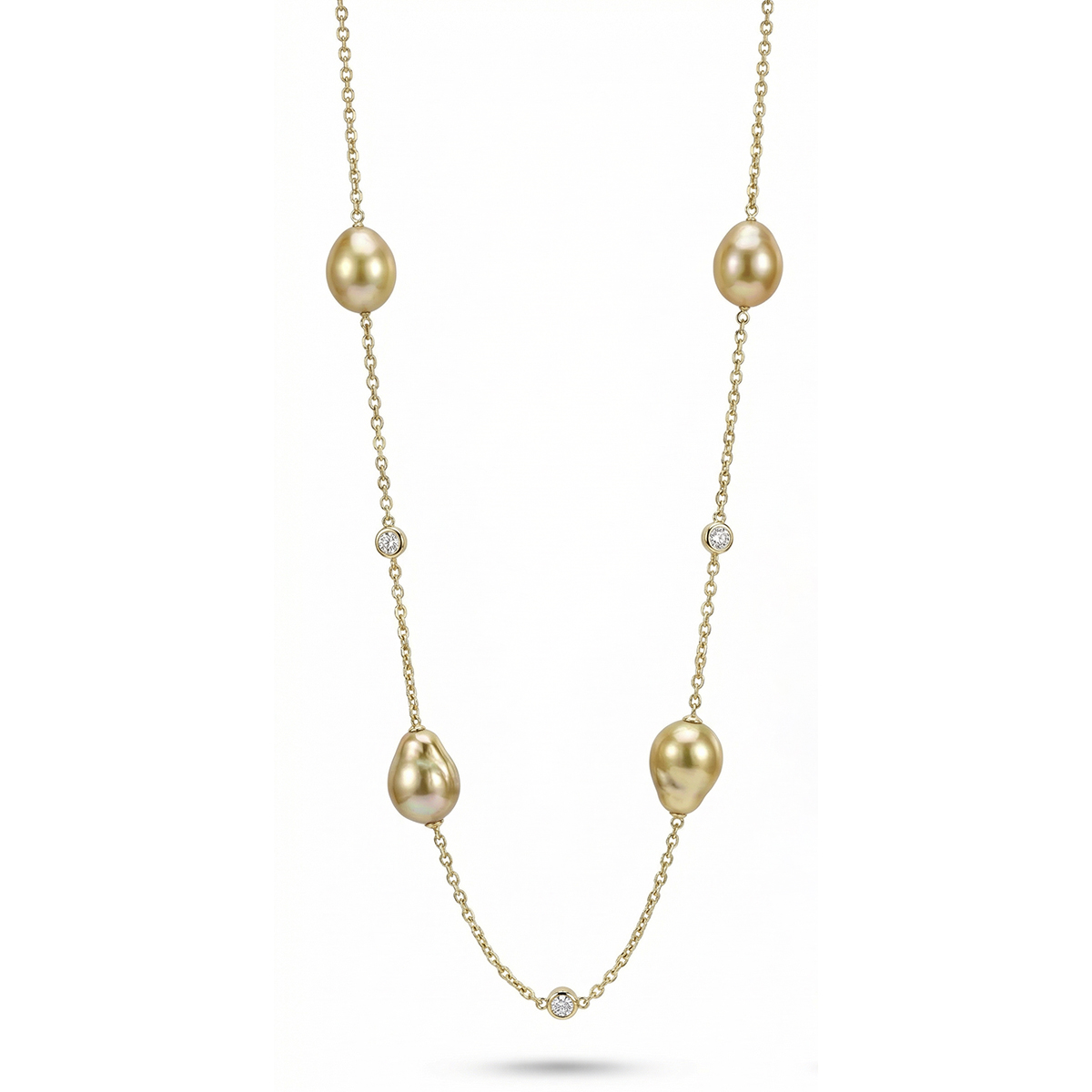 Golden Fluid Keshi Pearl Necklace